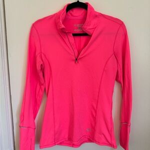Brooks Bright Pink Long Sleeve Quarter-Zip Top